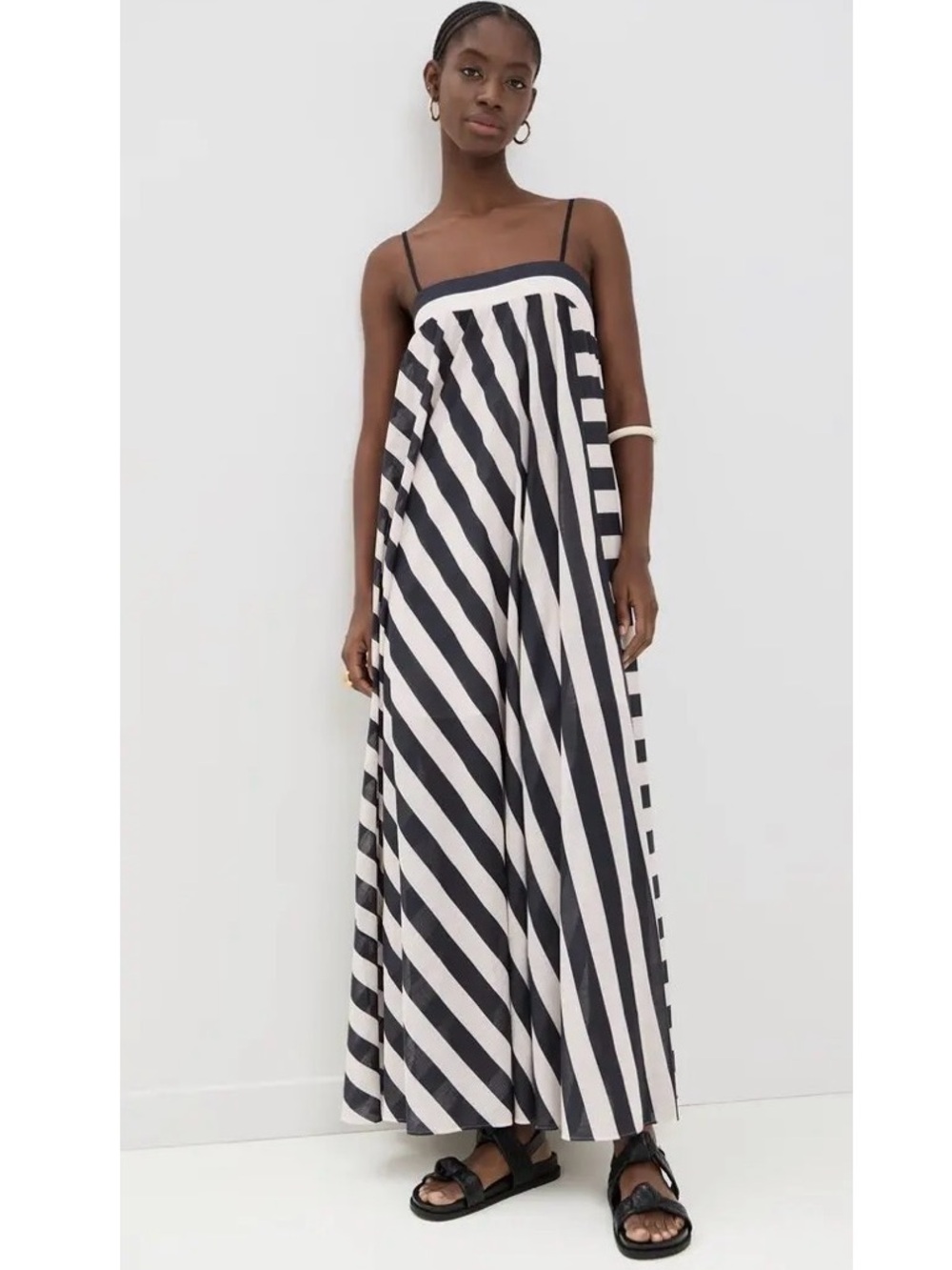 Zimmermann Black and Cream Striped Maxi Dress